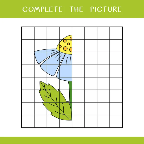 花の絵を完成させなさい 子供のための簡単な教育ゲーム ベクトルワークシート — ストックベクタ