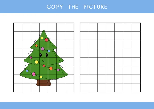 Αντιγράψτε Την Εικόνα Του Χαριτωμένο Χριστουγεννιάτικο Δέντρο Απλό Εκπαιδευτικό Παιχνίδι — Διανυσματικό Αρχείο