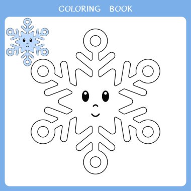 Simple educational game for kids. Vector illustration of cute snowflake for coloring book