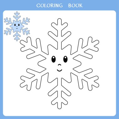 Simple educational game for kids. Vector illustration of cute snowflake for coloring book