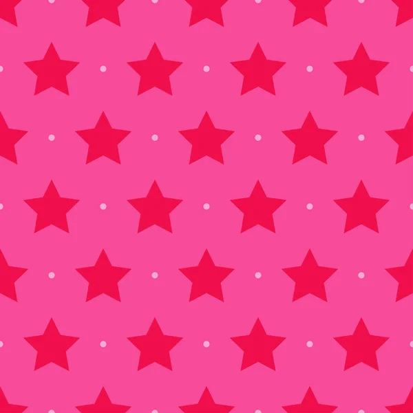 Vector Seamless Pattern Stars Circules Pink Red Colors — Stock Vector