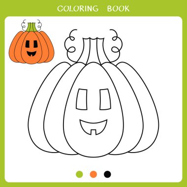 Çocuklar için basit bir eğitim oyunu. Boyama kitabı için şirin Cadılar Bayramı kabağının vektör illüstrasyonuName