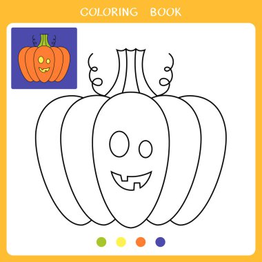 Çocuklar için basit bir eğitim oyunu. Boyama kitabı için şirin Cadılar Bayramı kabağının vektör illüstrasyonuName