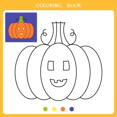 Çocuklar için basit bir eğitim oyunu. Boyama kitabı için şirin Cadılar Bayramı kabağının vektör illüstrasyonuName