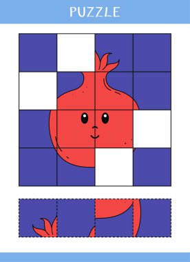 Basit bir eğitim oyunu. Çocuklar için bulmaca. Resmin kayıp parçalarını bul. Kes ve yapıştır. Vektör çalışma tablosu