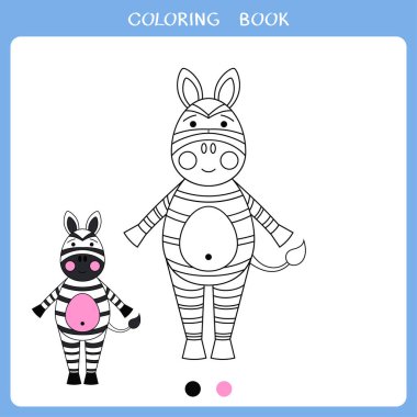 Çocuklar için basit bir eğitim oyunu. Boyama kitabı için zebranın vektör çizimi