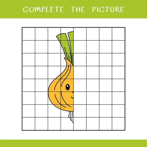 Complete Picture Cute Onion Simple Educational Game Kids Vector Worksheet Stockillustration