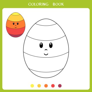Çocuklar için basit bir eğitim oyunu. Boyama kitabı için şirin Paskalya yumurtasının vektör çizimi