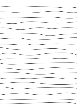  Beyaz arkaplanda dalgalı siyah çizgiler bulunan defter sayfasının vektör illüstrasyonu