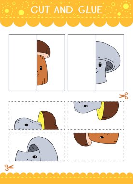 Fotoğraftaki çifti bul. Çocuklar için basit bir eğitim oyunu. Kes ve yapıştır. Vektör çalışma tablosu