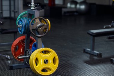 Boş bir spor salonunda egzersiz aletleri.