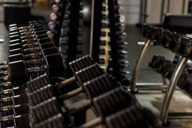 Boş bir spor salonunda egzersiz aletleri.