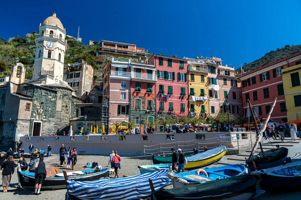 Αλιευτικά Σκάφη Στη Βερνάζα Cinque Terre Liguria Ιταλία — Φωτογραφία Αρχείου