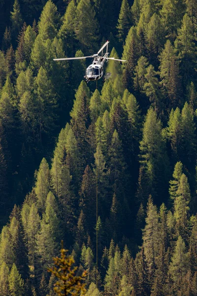 Helikoptervlucht Het Bos Zwitserse Alpen — Stockfoto