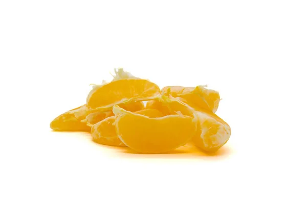 Yellow Slices Satsuma Orange Citrus Unshiu Isolated White Background — Stock Photo, Image