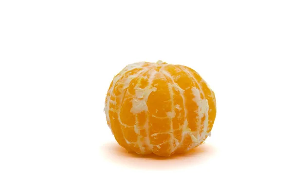 Érett Sárga Hámozott Satsuma Narancs Citrus Unshiu Elszigetelt Fehér Alapon — Stock Fotó