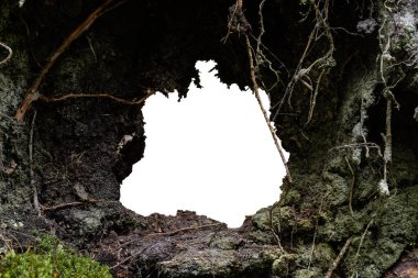 Koyu çamurda delik, kırpma yolu olan beyaz arkaplan