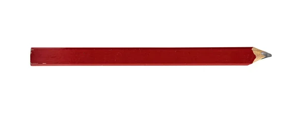 Matita Falegname Rossa Usata Vicino Isolata Sfondo Bianco Con Percorso — Foto Stock