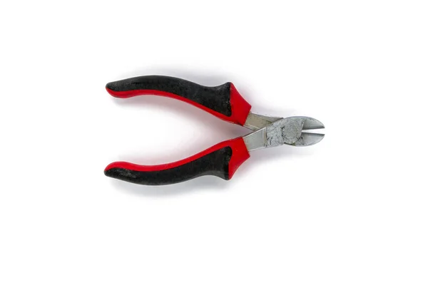 Used Wire Cutters Red Black Handles Isolated White Background — Stock Photo, Image