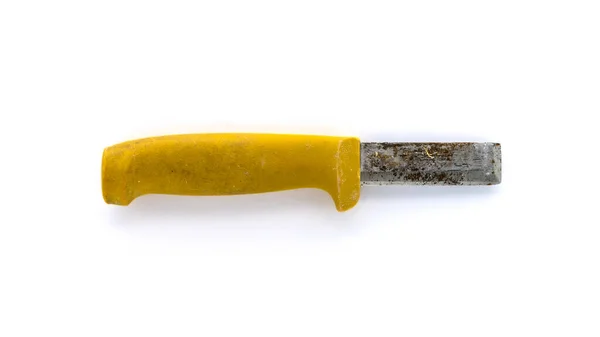 Zardzewiały Zużyty Nóż Dłuto Używane Narzędzie Izolowane Białym Tle — Zdjęcie stockowe