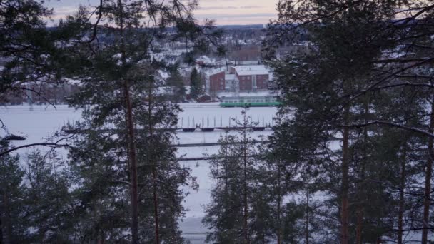Pociąg Dojeżdżający Lahti Finlandii Zimą Marca 2023 — Wideo stockowe