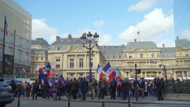 París Francia Marzo 2023 Manifestación Fuera Del Palais Royal — Vídeos de Stock