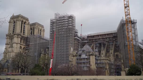 Notre Damen Katedraalin Restaurointi Pariisissa Ranskassa — kuvapankkivideo