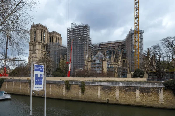 Plac Budowy Notre Dame Paryżu Francja Panorama Wysokiej Rozdzielczości Marca — Zdjęcie stockowe