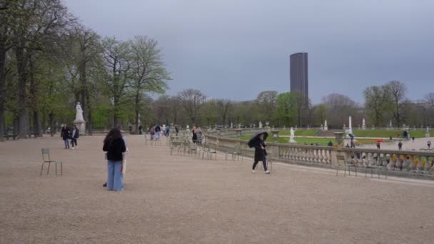 Люксембурзький Сад Jardin Luxembourg Навесні Панорама Париж Франція Березня 2023 — стокове відео