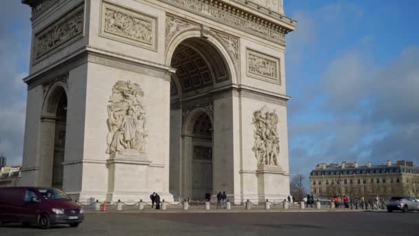 Łuk Triumfalny Rondo Wiosenny Poranek Paryż Francja Marca 2023 — Wideo stockowe