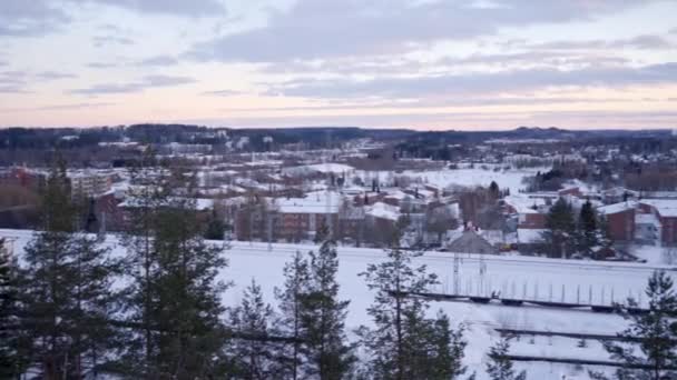 Przedmieścia Lahti Finlandia Widziane Radio Hill Radiomaki Zimowy Wieczór Strzał — Wideo stockowe