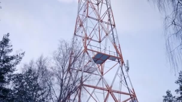 Torre Radio Histórica Punto Referencia Lahti Finlandia Invierno Primer Plano — Vídeo de stock