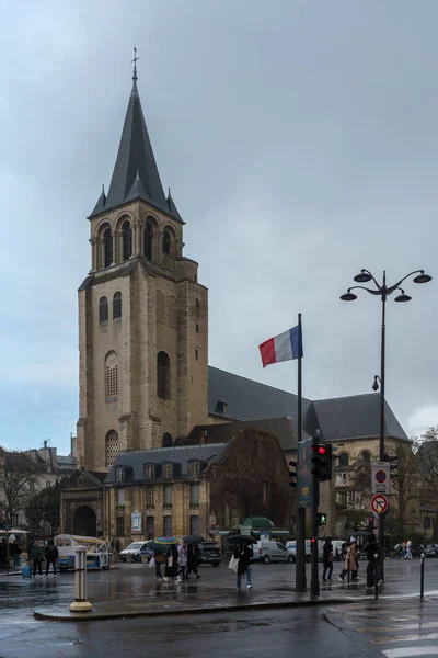 Die Kirche Von Saint Germain Des Pres Einem Regnerischen Tag — Stockfoto