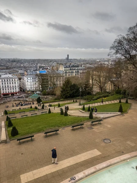 Plaza Louise Michel Una Vista Sobre Ciudad Montmartre París Francia —  Fotos de Stock