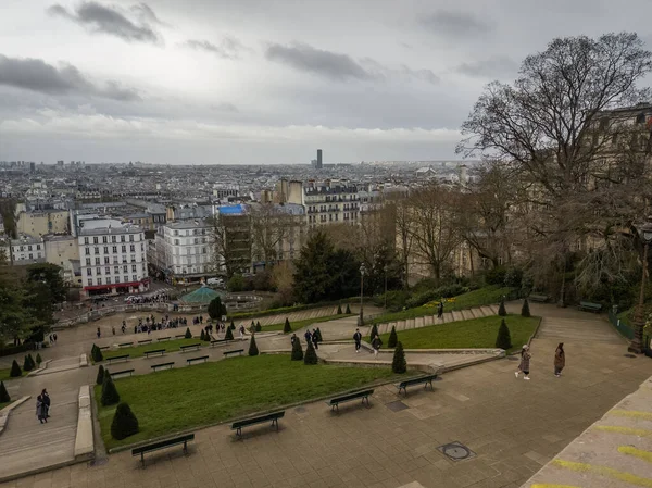 Náměstí Louise Michel Výhled Město Montmartre Paříž Francie Března 2023 — Stock fotografie