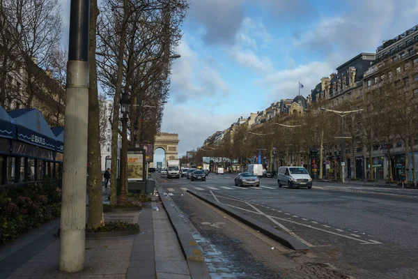 Tráfego Matinal Champs Elysees Paris França Março 2023 — Fotografia de Stock