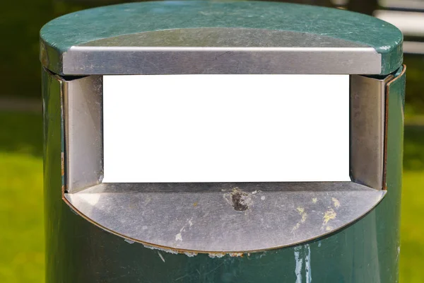 Trash Can White Background Hole Close — Stock Photo, Image