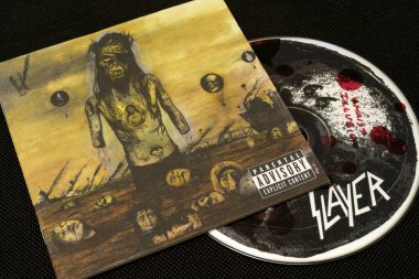 Slayer - Christ Illusion (2006) stüdyo albümü, CD ve cover art. Lahti, Finlandiya. 10 Ekim 2023.