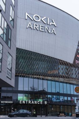 Entrance B of Nokia Arena in Tampere, Finland January 27, 2024. clipart