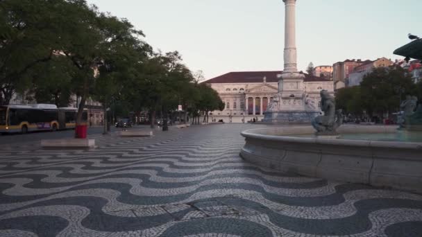 Praca Dom Pedro Eller Rossio Torget Lissabon Portugal — Stockvideo