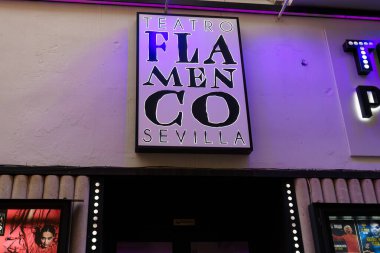 Sevilla, İspanya. 4 Şubat 2024 - Flamenko Tiyatrosu, Teatro Pathe