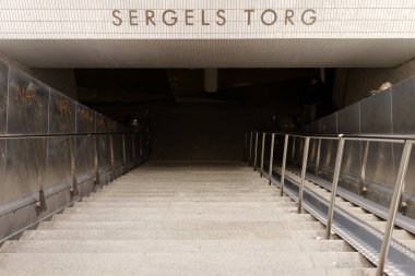 Stockholm, Sweden. April 16, 2024 - Sergels Torg underpass entrance clipart