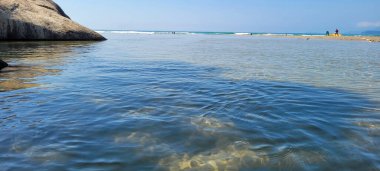 Brezilya 'nın kuzey kıyısındaki ubatuba itamambuca plajındaki deniz dalgalarının görüntüsü.