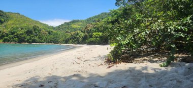 Brezilya 'nın kuzey kıyısındaki ubatuba ubatumirim sahilindeki deniz dalgalarının görüntüsü.