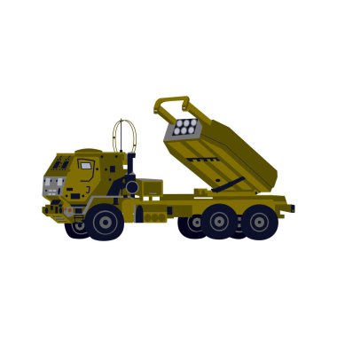 Çoklu Fırlatma Roket Sistemi. Ordu Savaş Taşımacılığının Vektör İllüstrasyonu.