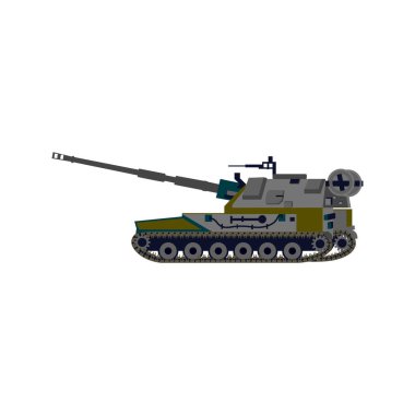Savaş Tankı izole edildi. Ordu Panzer Taşımacılığının Vektör İllüstrasyonu.