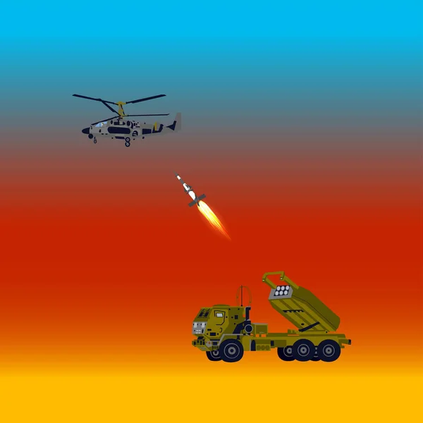 Guerra Sistema Foguetes Lançamento Múltiplo Ilustração Vetorial Transporte Exército —  Vetores de Stock