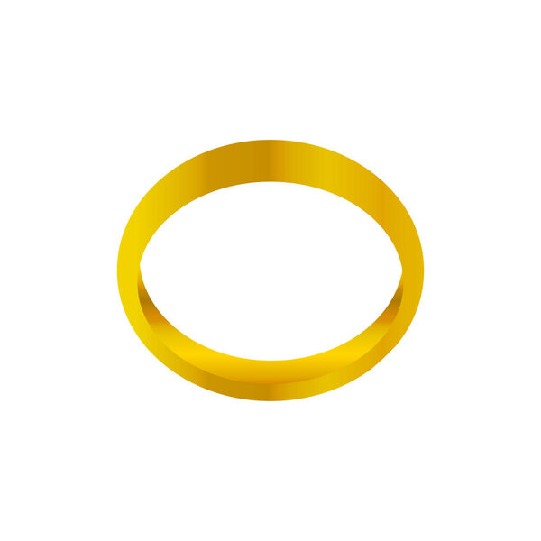 Gold Ring Isolated over White. Vector Illustration of Jewelry Accessories. Jewel Shop.