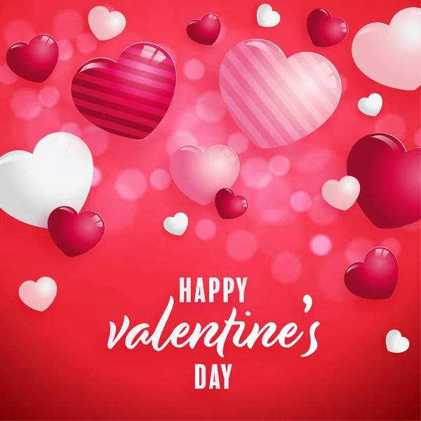 Cartaz Dia Dos Namorados Com Corações Vermelhos Rosa Fundo —  Vetores de Stock