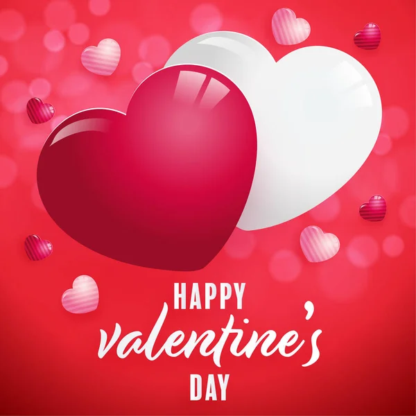 Cartel Del Día San Valentín Con Corazones Rojos Rosados Sobre — Archivo Imágenes Vectoriales
